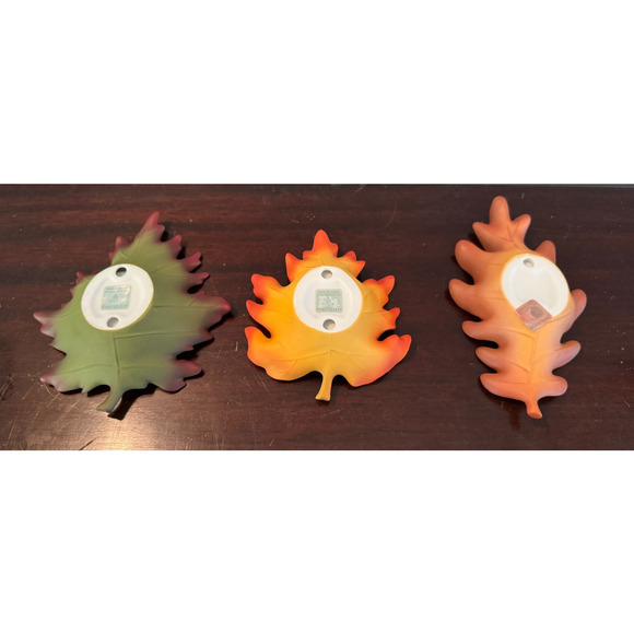 PartyLite Whispering Leaves Tealight Trio Autumn Leaf Candle Holders w/ Box - Picture 2 of 10